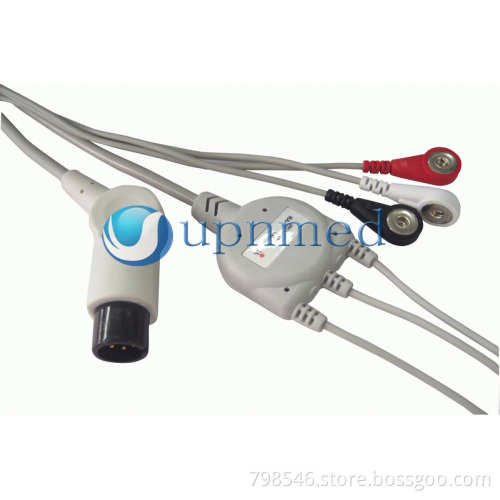 One piece 3-lead ECG Cable with leadwires